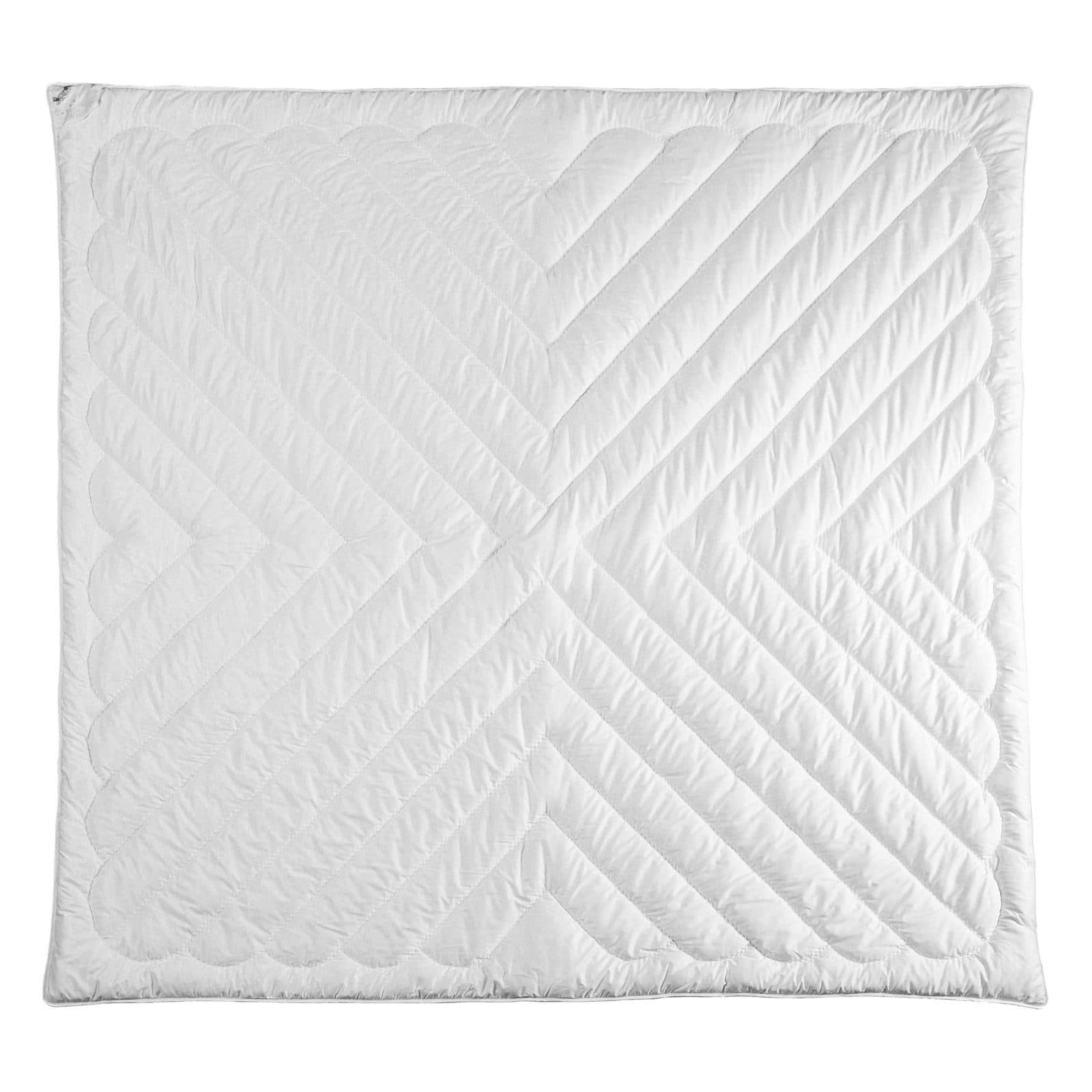 Kołdra z wełny alpaki całoroczna 200x200 – 400 g/m², biała lamówka