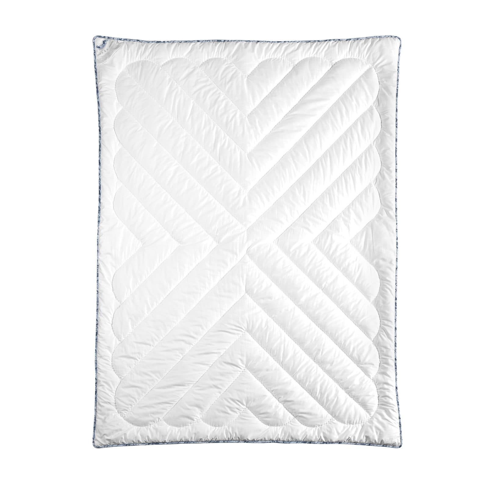 Kołdra z wełny alpaki całoroczna 140x200 – 400 g/m², niebieska lamówka
