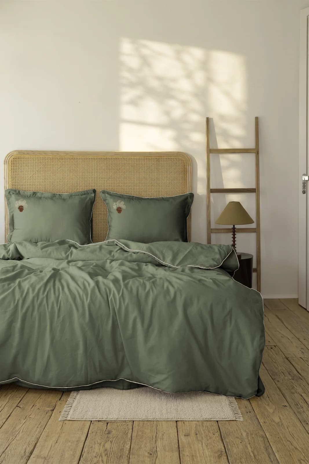 Фланелева постільна білизна 200x220 COSTA GREEN — тепла бавовна, 6 предметів