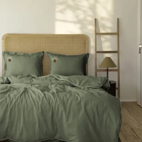 Pościel flanelowa 200x220 COSTA GREEN – ciepła bawełna, 6 elementów
