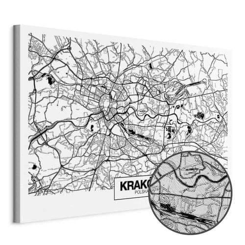 Obraz na płótnie Mapa miasta: Kraków szeroki 120×80 cm, płótno standard