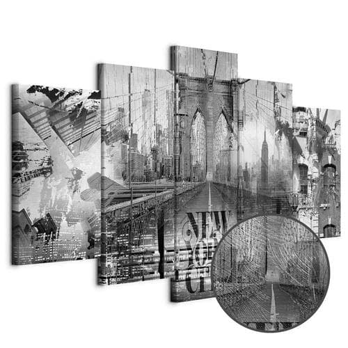 Картина на холсте New York City Collage szeroki czarno-biały 100×50 см, стандартный холст