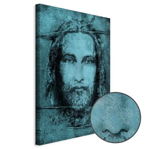 Canvas print Całun Turyński w turkusie 80×120 cm, standard canvas