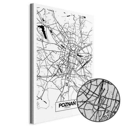 Obraz na płótnie Mapa miasta: Poznań 20×30 cm, płótno standard