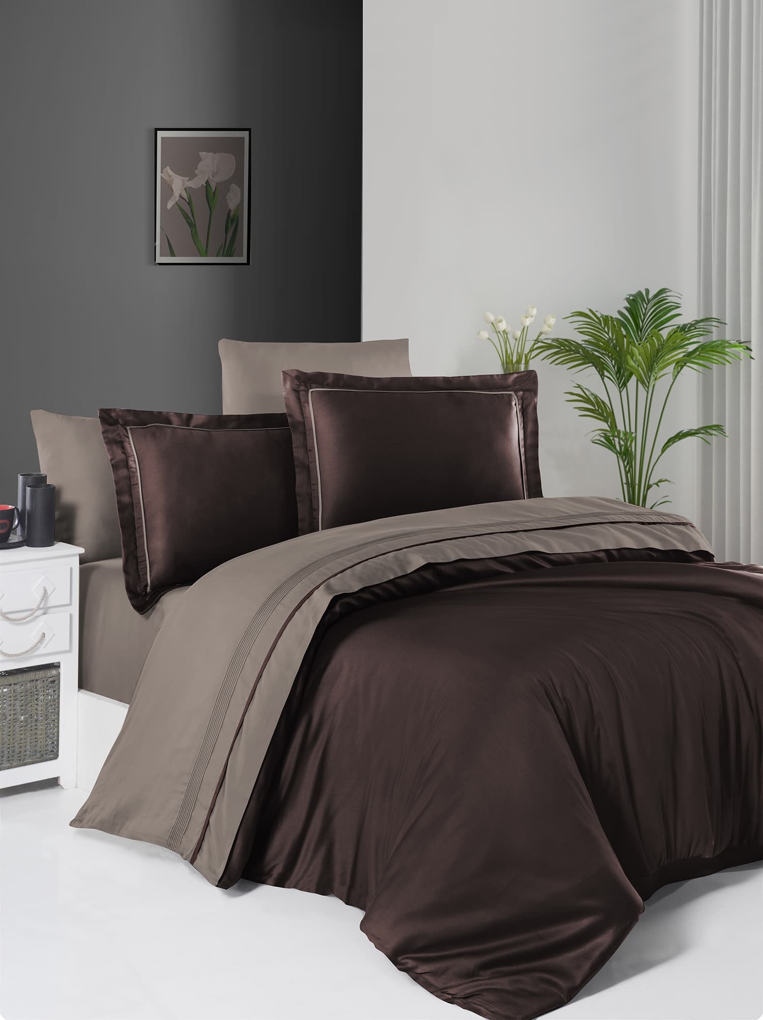 Bettwäsche 200x220 BROWN MINK Premium-Baumwollsatin