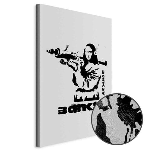 Leinwandbild Pojedynek kontrastów - Banksy na muralu z Mona Lisą 40×60 cm, Standardleinwand