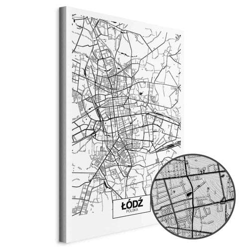 Obraz na płótnie Mapa miasta: Łódź 60×90 cm, płótno standard