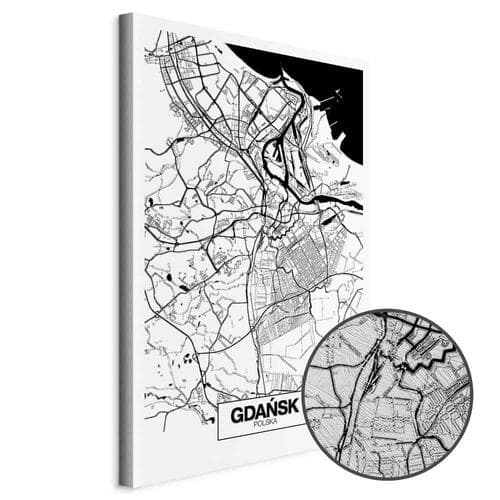 Obraz na płótnie Mapa miasta: Gdańsk 60×90 cm, płótno standard