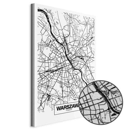 Obraz na płótnie Mapa miasta: Warszawa 20×30 cm, płótno standard