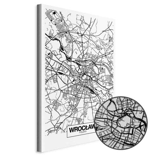 Obraz na płótnie Mapa miasta: Wrocław 80×120 cm, płótno standard