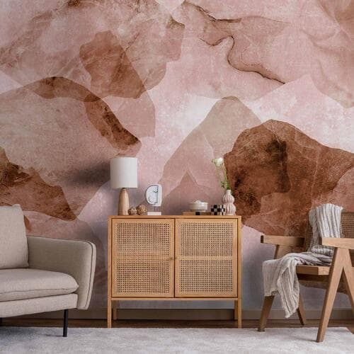 Wall mural Różowe terrazo - minimalistyczne tło w marmurowy akwarelowy deseń 100×70 cm, standard non-woven