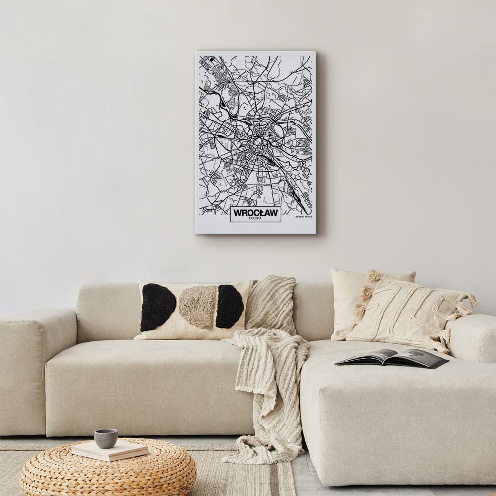 Obraz na płótnie Mapa miasta: Wrocław 20×30 cm, płótno standard