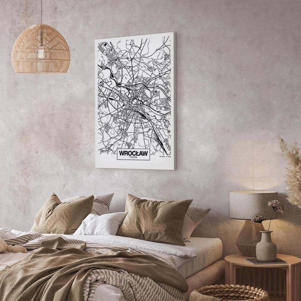 Obraz na płótnie Mapa miasta: Wrocław 20×30 cm, płótno standard