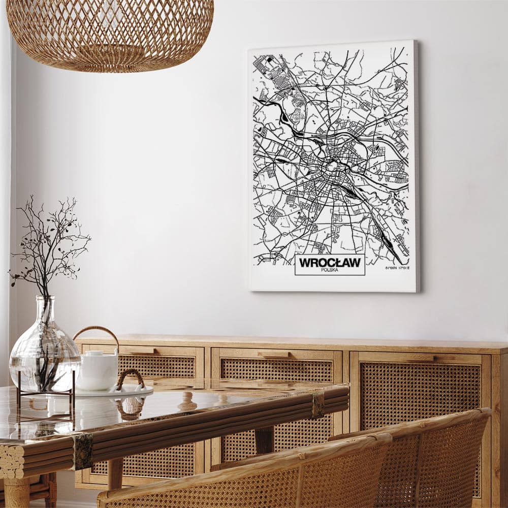 Obraz na płótnie Mapa miasta: Wrocław 20×30 cm, płótno standard