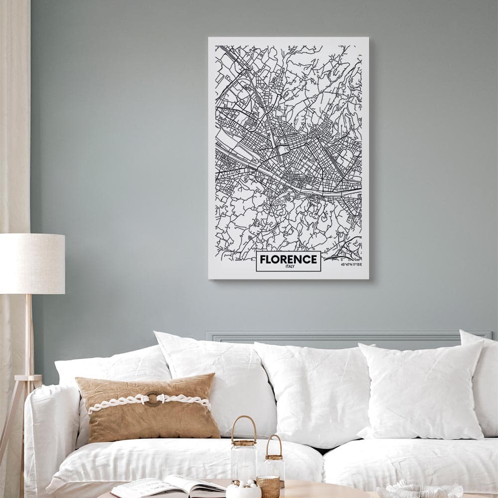 Obraz na płótnie Mapa Florencji 20×30 cm, płótno standard