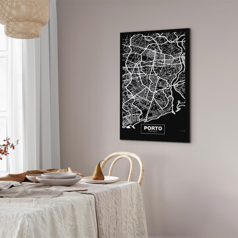 Картина на полотні Mapa w negatywie: Porto 20×30 см, стандартне полотно