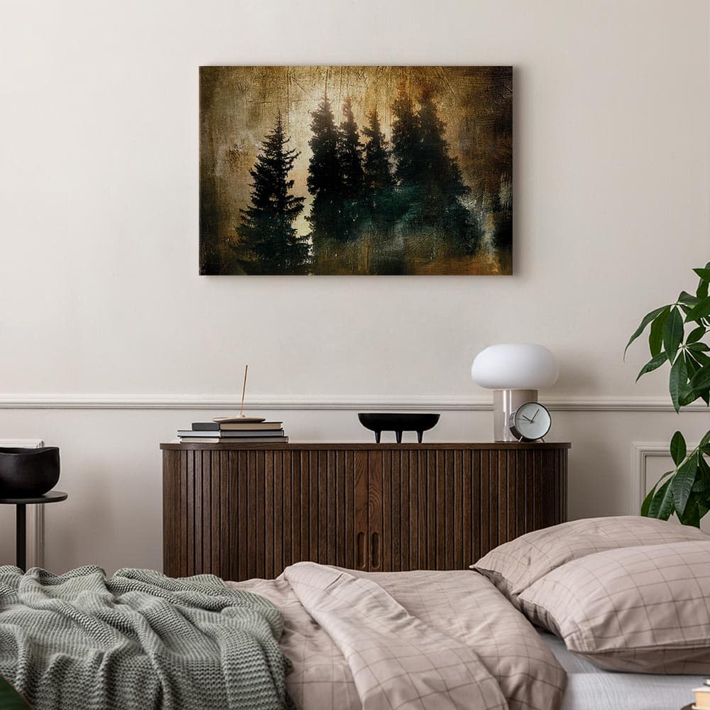Obraz na płótnie Dostojne świerki szeroki 30×20 cm, płótno standard