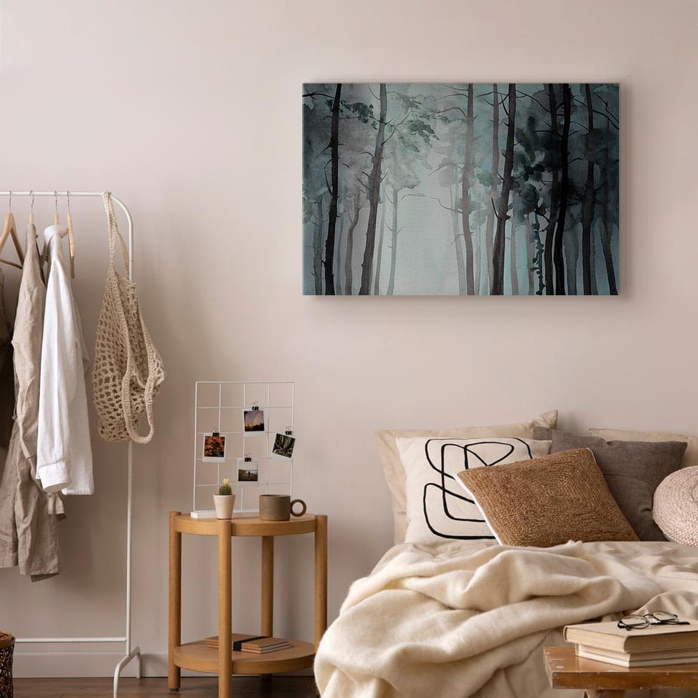 Leinwandbild Zamglony las szeroki 30×20 cm, Standardleinwand