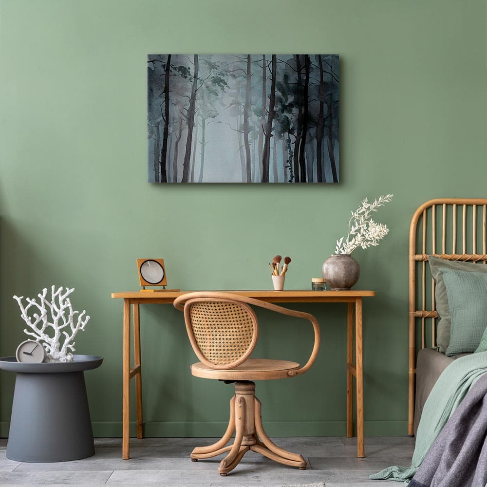 Leinwandbild Zamglony las szeroki 30×20 cm, Standardleinwand