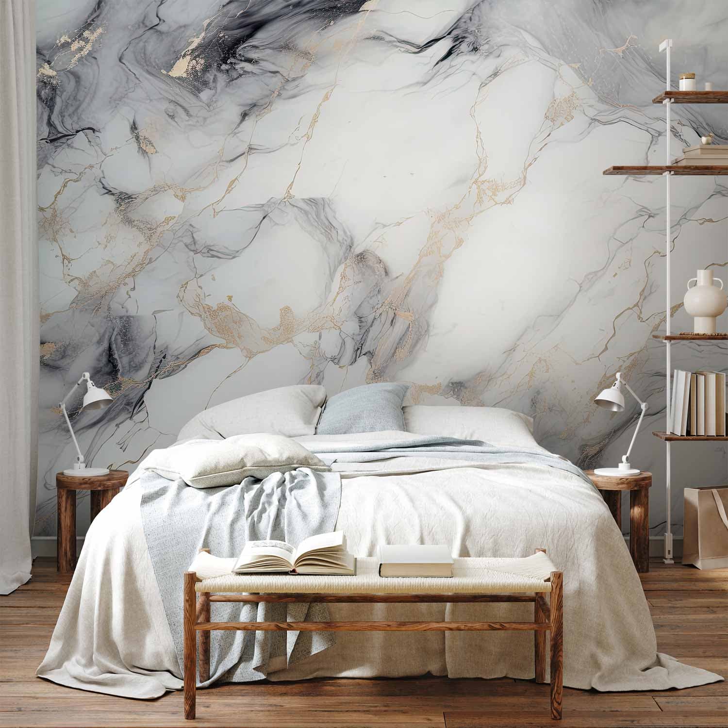Fototapete Elegancki marmur - kamienne struktury w neutralnych kolorach 100×70 cm, Vlies Standard