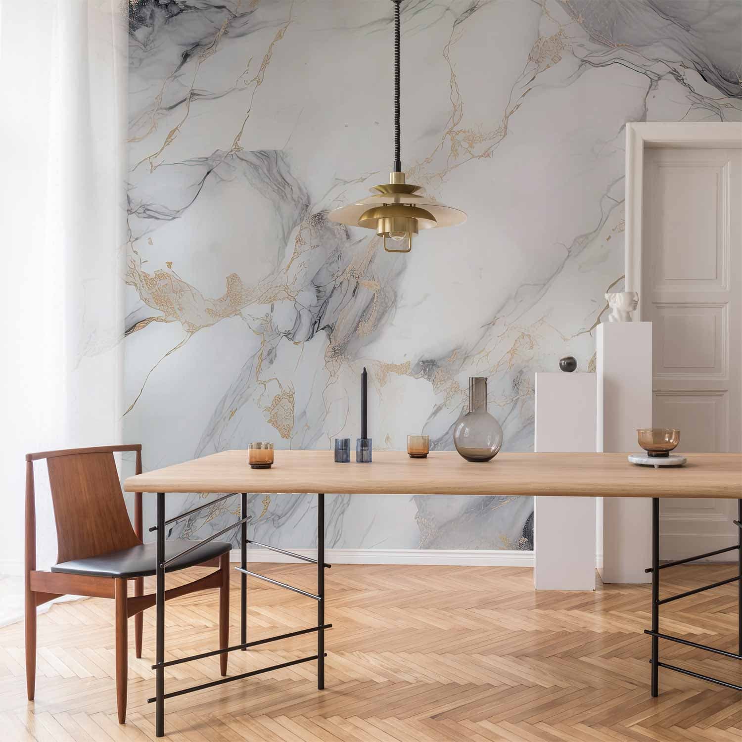 Fototapete Elegancki marmur - kamienne struktury w neutralnych kolorach 100×70 cm, Vlies Standard