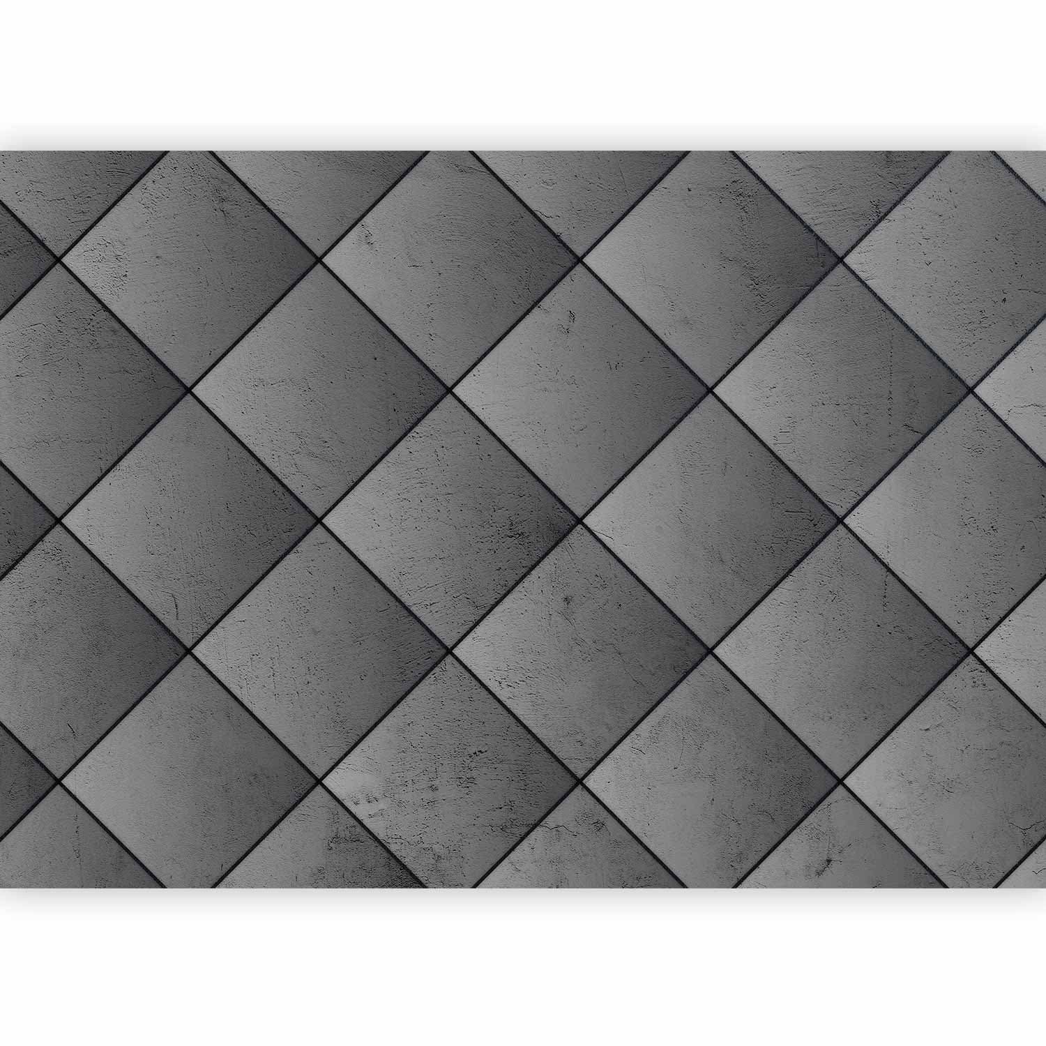 Фотообои Szara symetria - geometryczny wzór w deseń z betonu z czarnymi fugami 100×70 см, влагостойкий материал