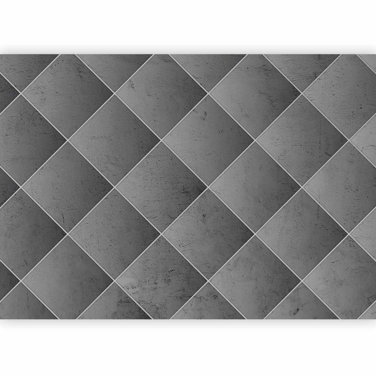 Fototapeta Szara symetria - geometryczny wzór w deseń z betonu z białymi fugami 300×210 cm, materiał wodoodporny