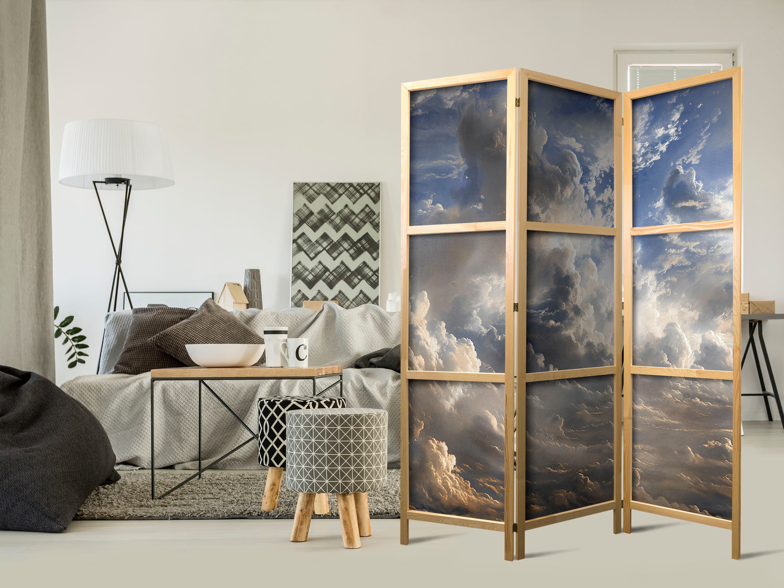 Japanese room divider Złote refleksy na obłokach chmur zapowiadających zmierzch 135×172 cm, Japanese