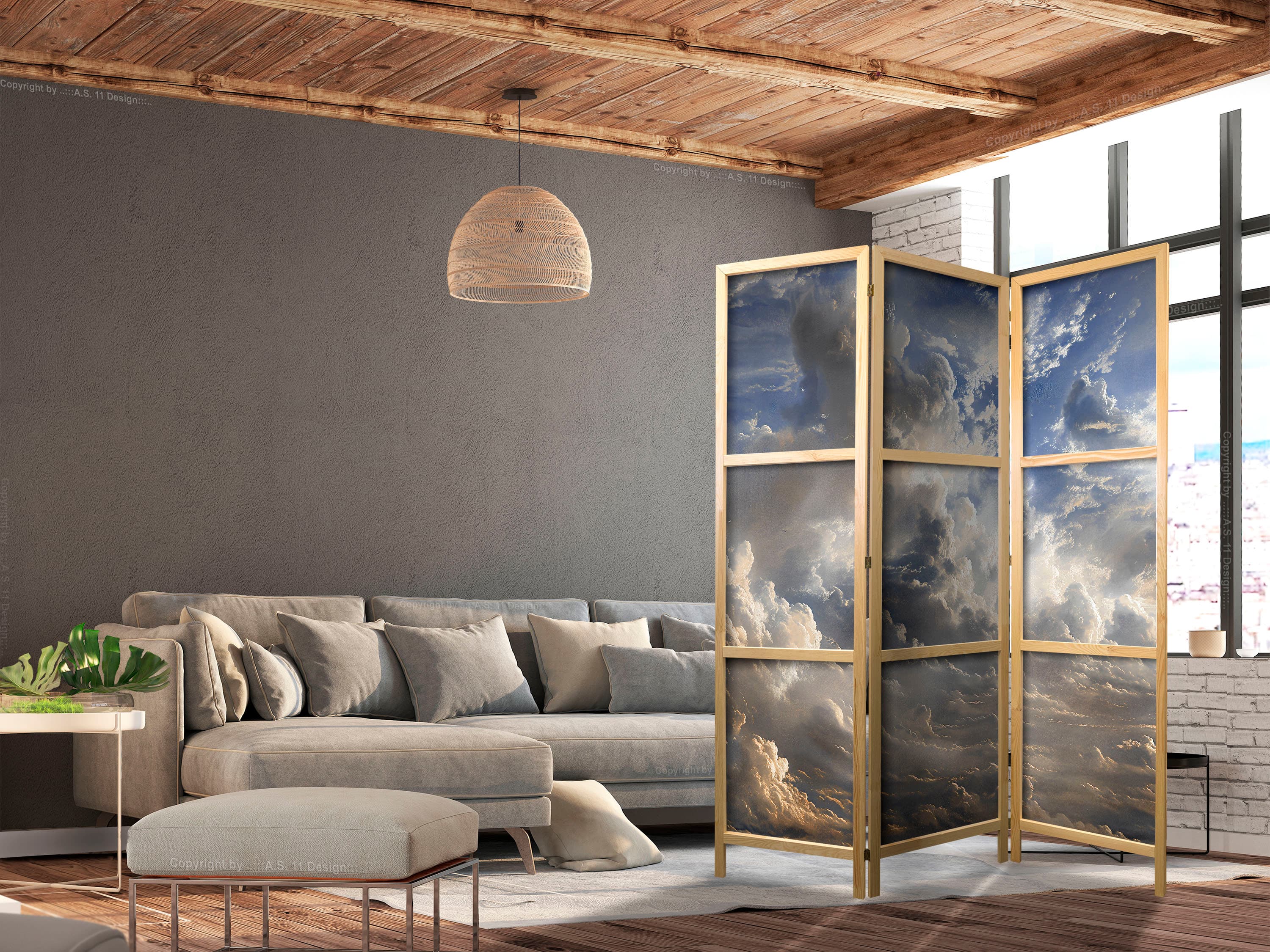 Japanese room divider Złote refleksy na obłokach chmur zapowiadających zmierzch 135×172 cm, Japanese