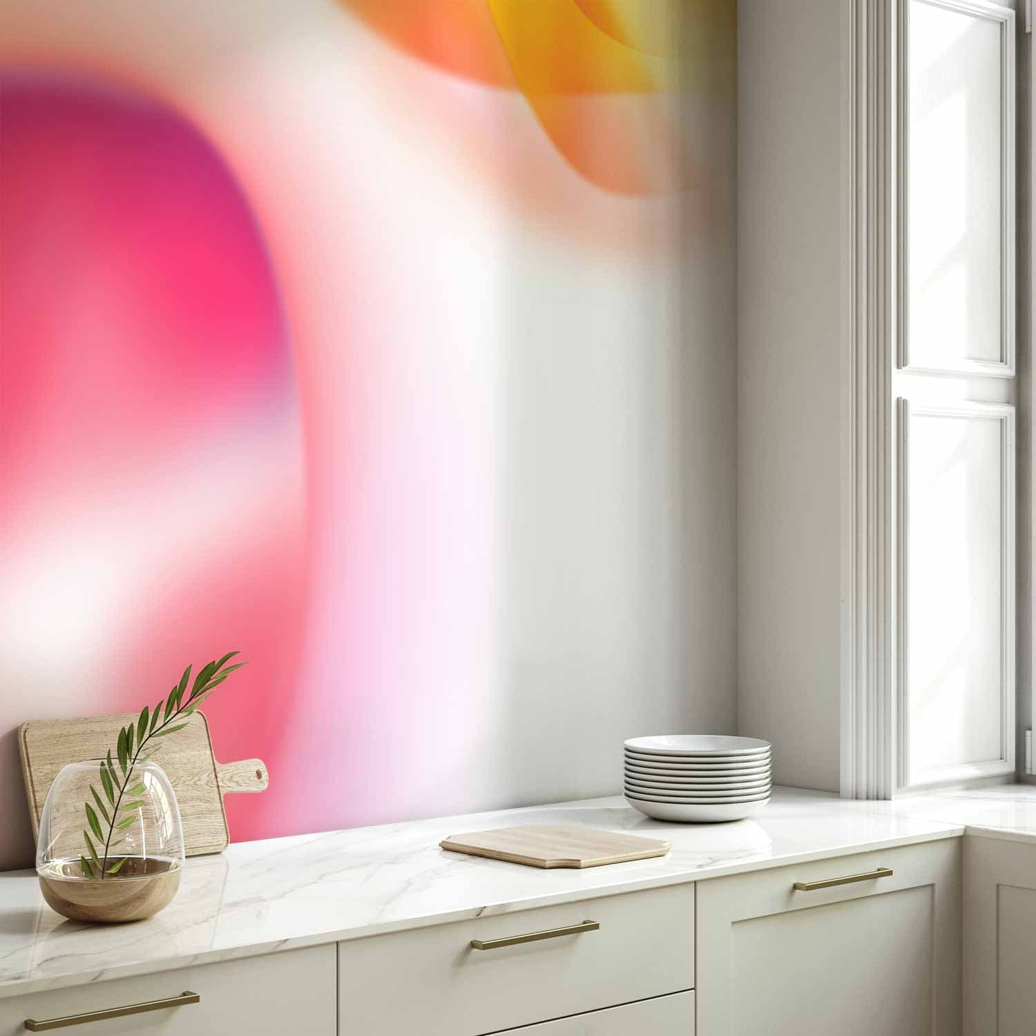 Wall mural Abstrakcja - różowa planeta najbliżej słońca na jasnym tle nieba 100×70 cm, waterproof material
