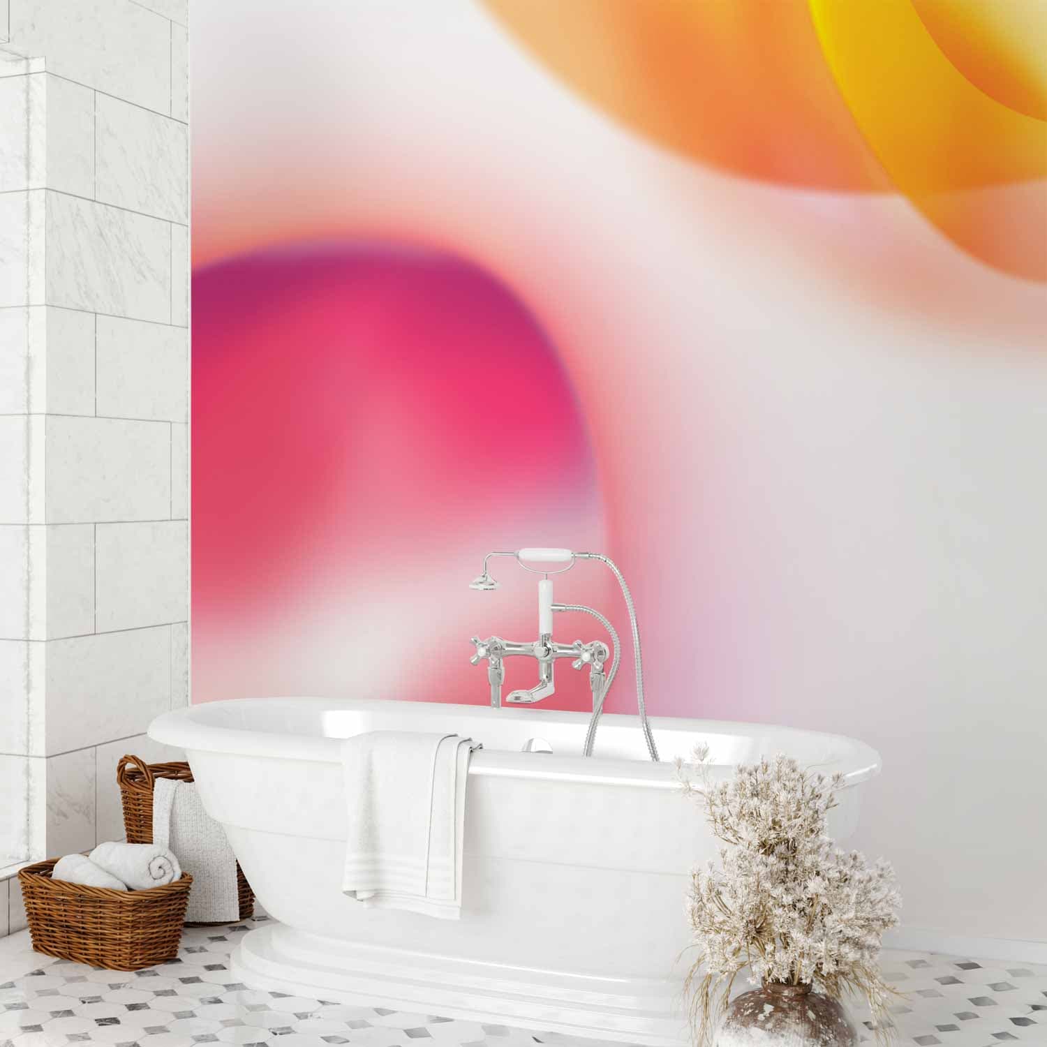 Wall mural Abstrakcja - różowa planeta najbliżej słońca na jasnym tle nieba 100×70 cm, waterproof material