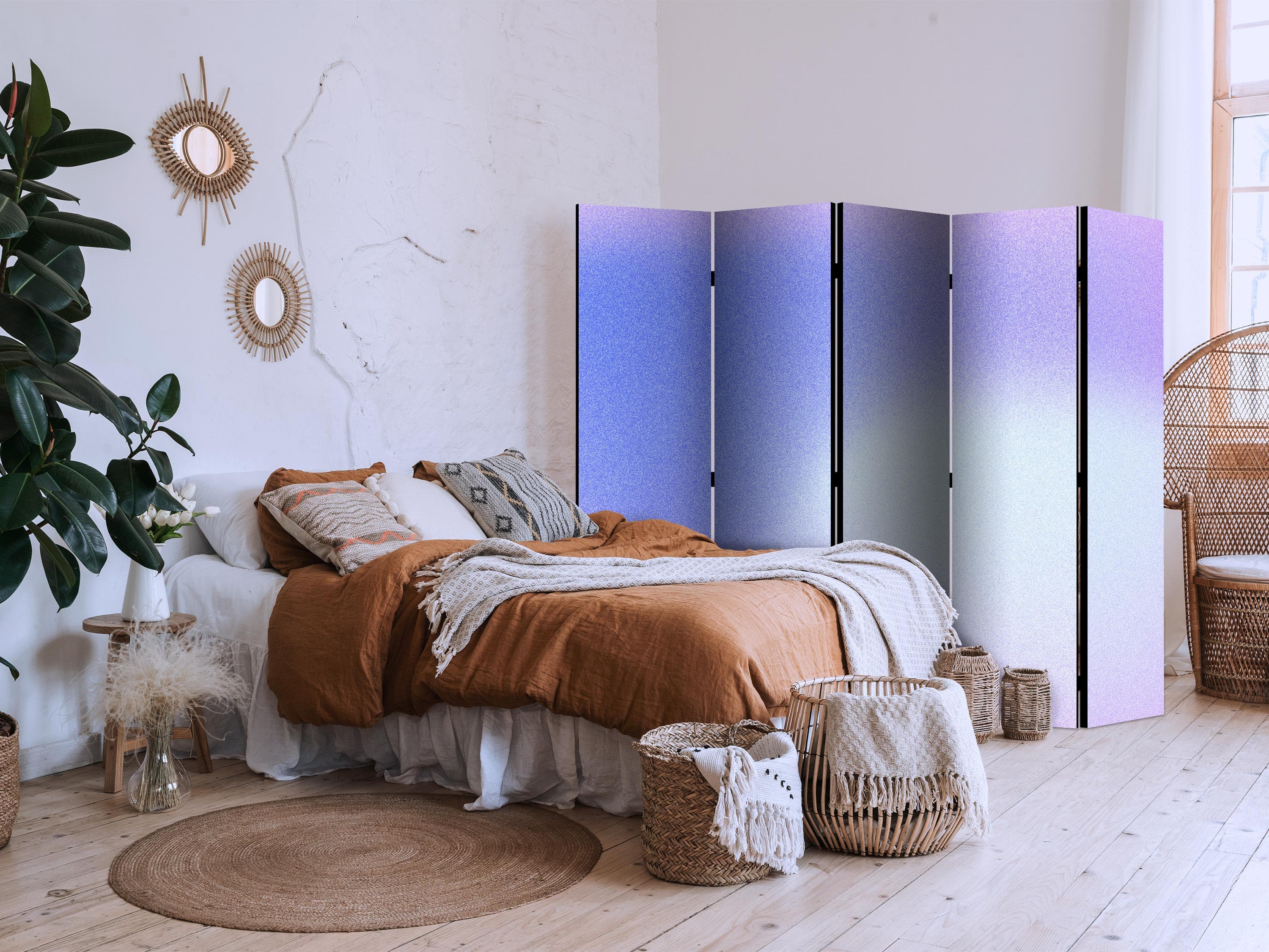 Room divider Wrzosowa mgła - delikatny gradient składający się z wielu odcieni fioletu 225×172 cm, one-sided
