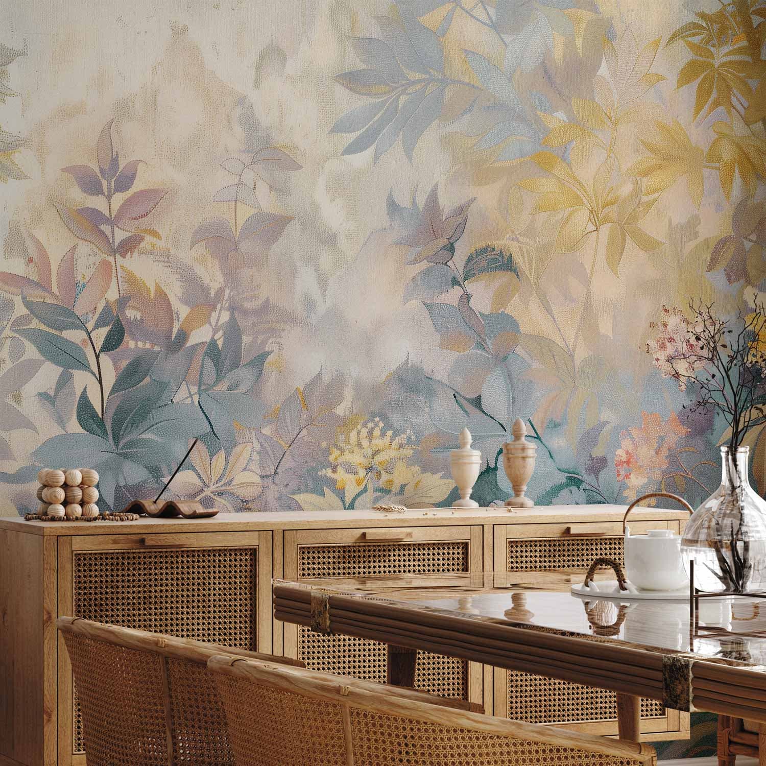 Фотошпалери Gobelinowy wzór z łąką i kwiatami kilim z wiosennym motywem 100×70 см, вологостійкий матеріал