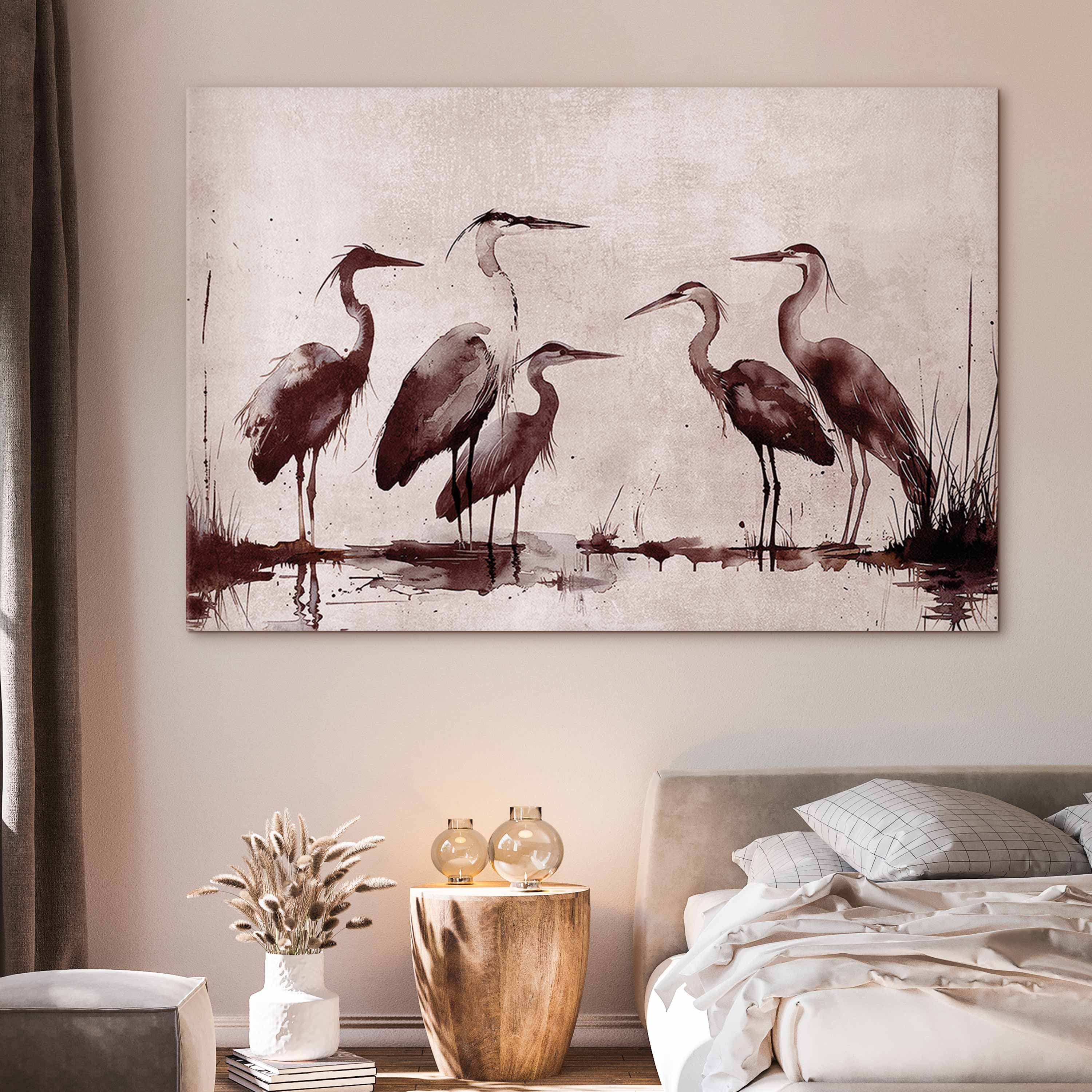 XXL canvas print Czaple malowane tuszem 130×87 cm