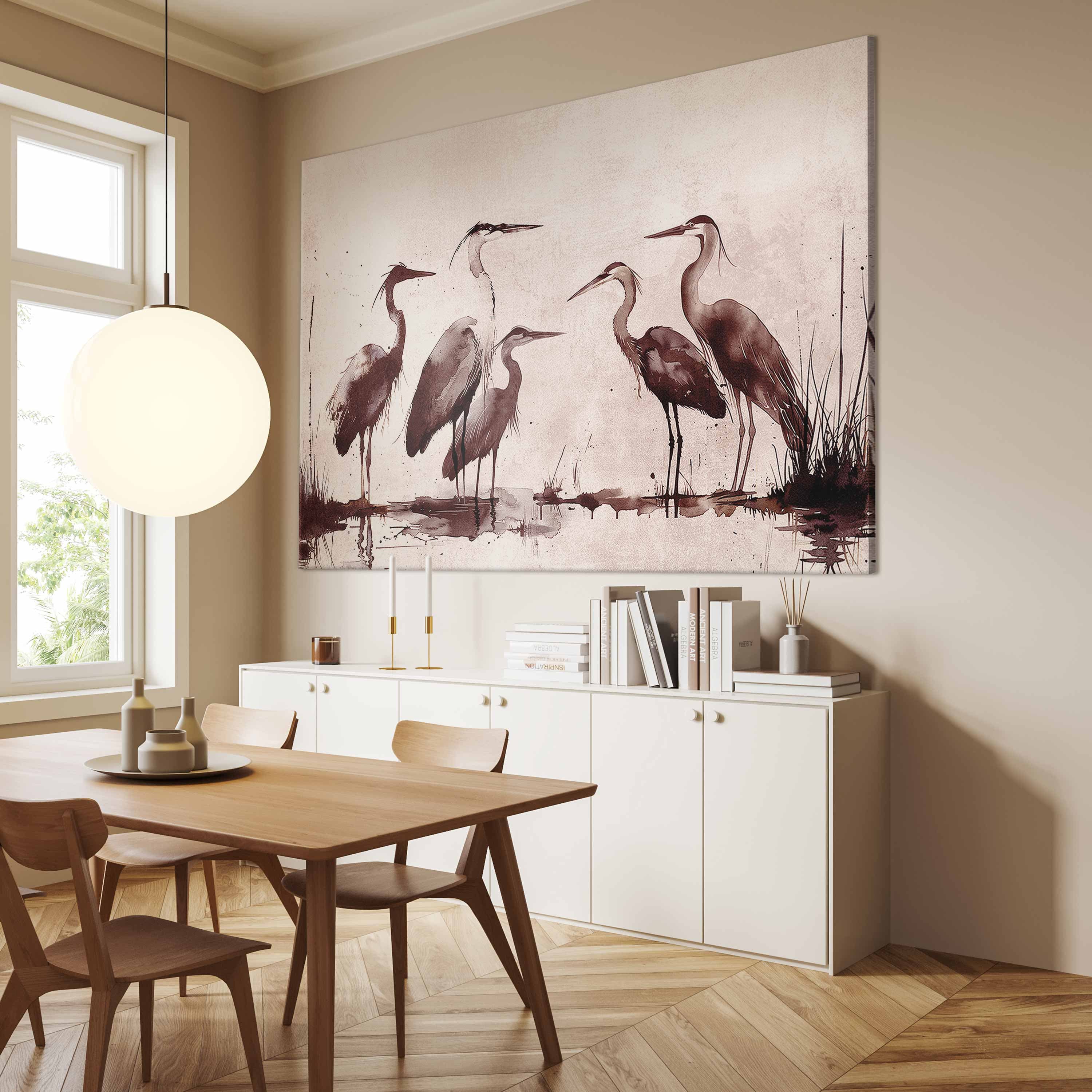 XXL canvas print Czaple malowane tuszem 130×87 cm