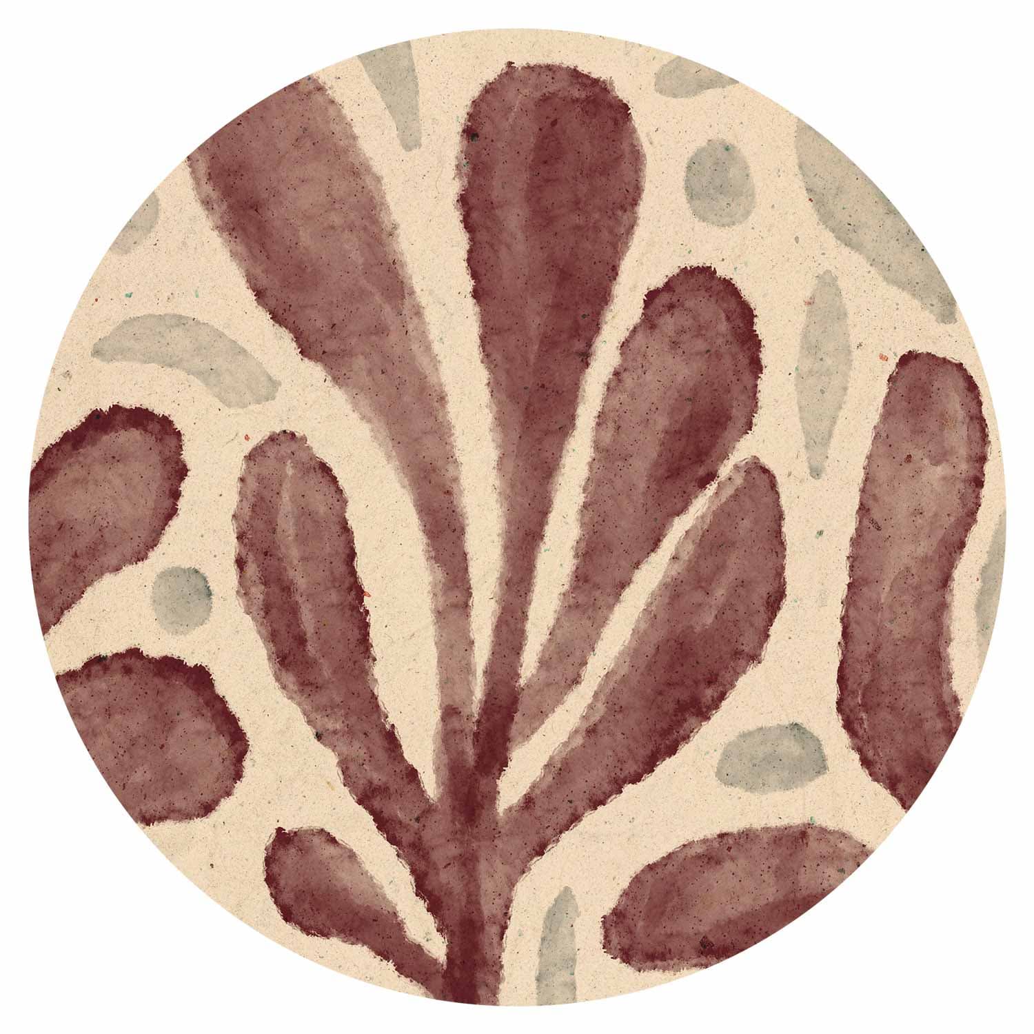 Fototapeta okrągła Liście i plamy - duże rozedrgane kształty inspirowane Matisse 140×140 cm, materiał samoprzylepny