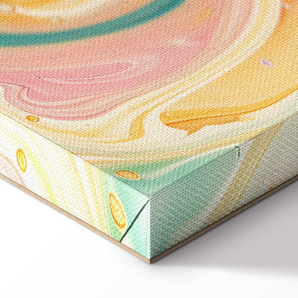 Canvas print Kolorowy Chaos - dynamiczne kształty w odcieniach różu żółci i błękitu 80×120 cm, standard canvas