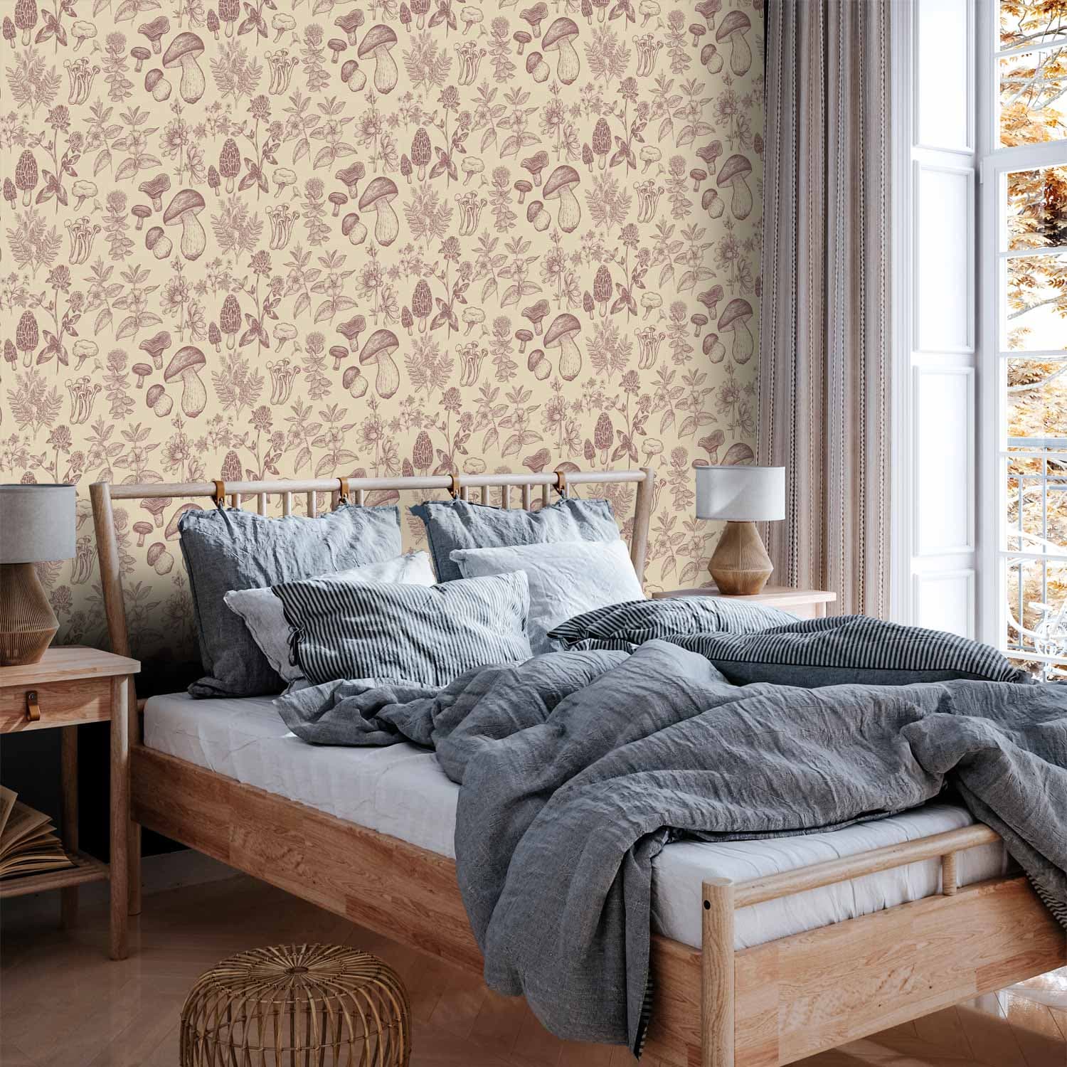 Обои Beżowe grzyby i zioła 50×1000 см, флизелин стандарт