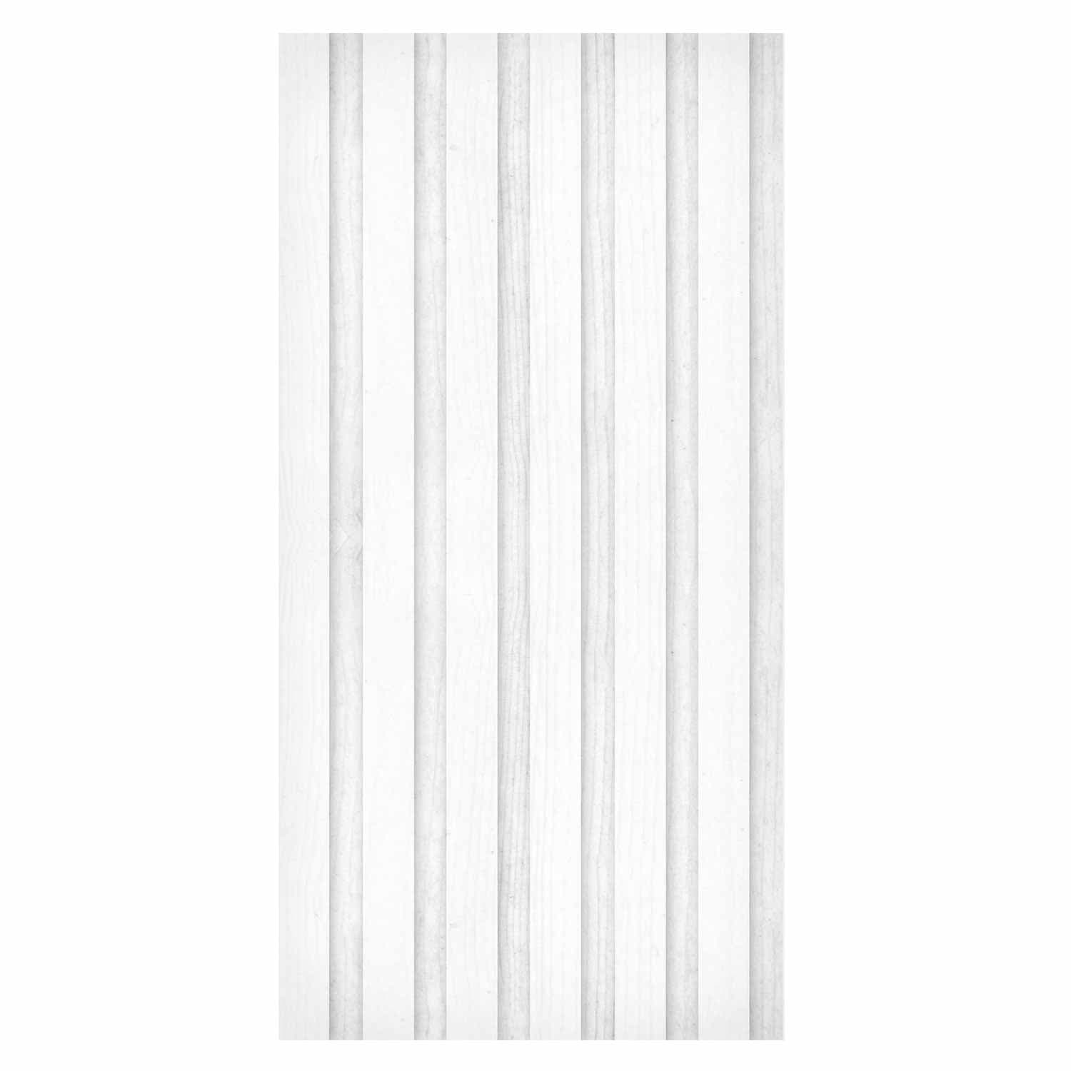 Tapete Drewniana Tekstura - symetryczne pionowe linie na białym tle 50×1000 cm, wasserfestes Material