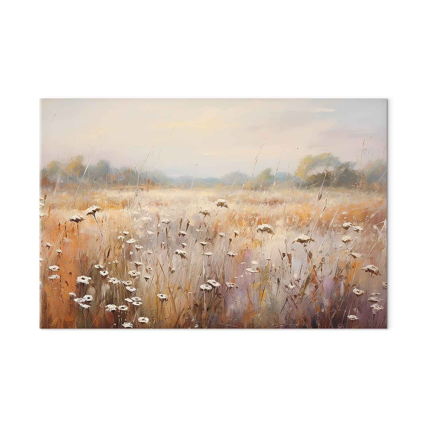 Obraz na płótnie Impresjonistyczna łąka - krajobraz polny w pastelowej palecie barw 30×20 cm, płótno włoskie
