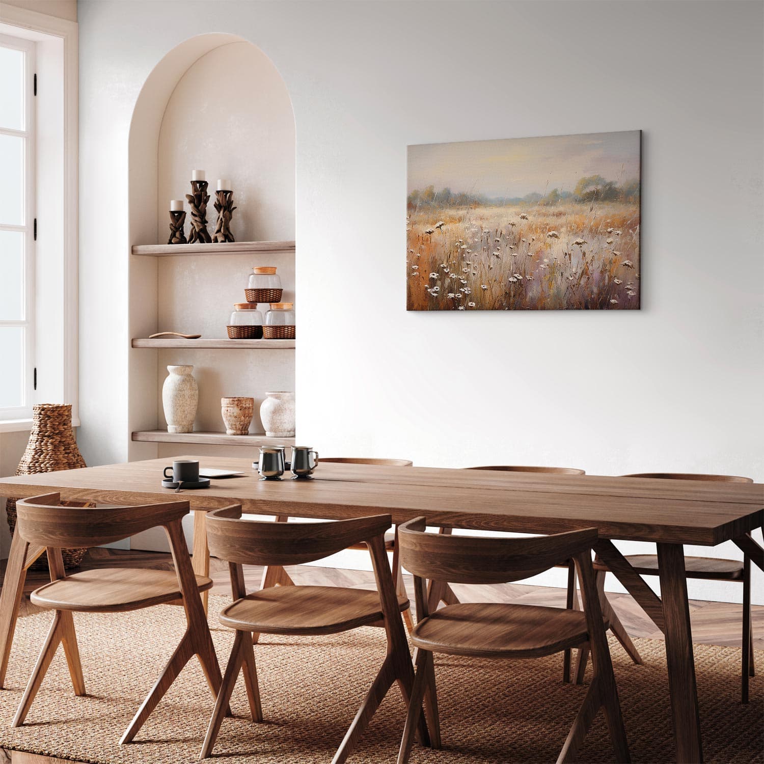 Obraz na płótnie Impresjonistyczna łąka - krajobraz polny w pastelowej palecie barw 30×20 cm, płótno włoskie