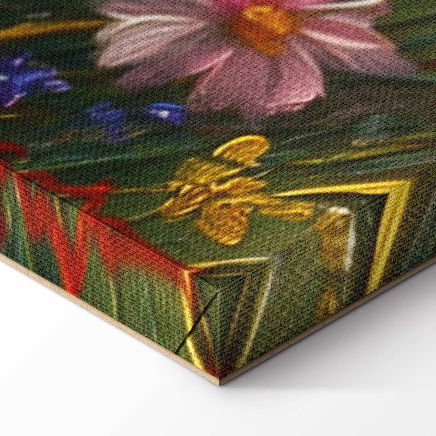 Leinwandbild Morski krajobraz - polne kwiaty i widok na wzburzone morze 30×20 cm, Standardleinwand