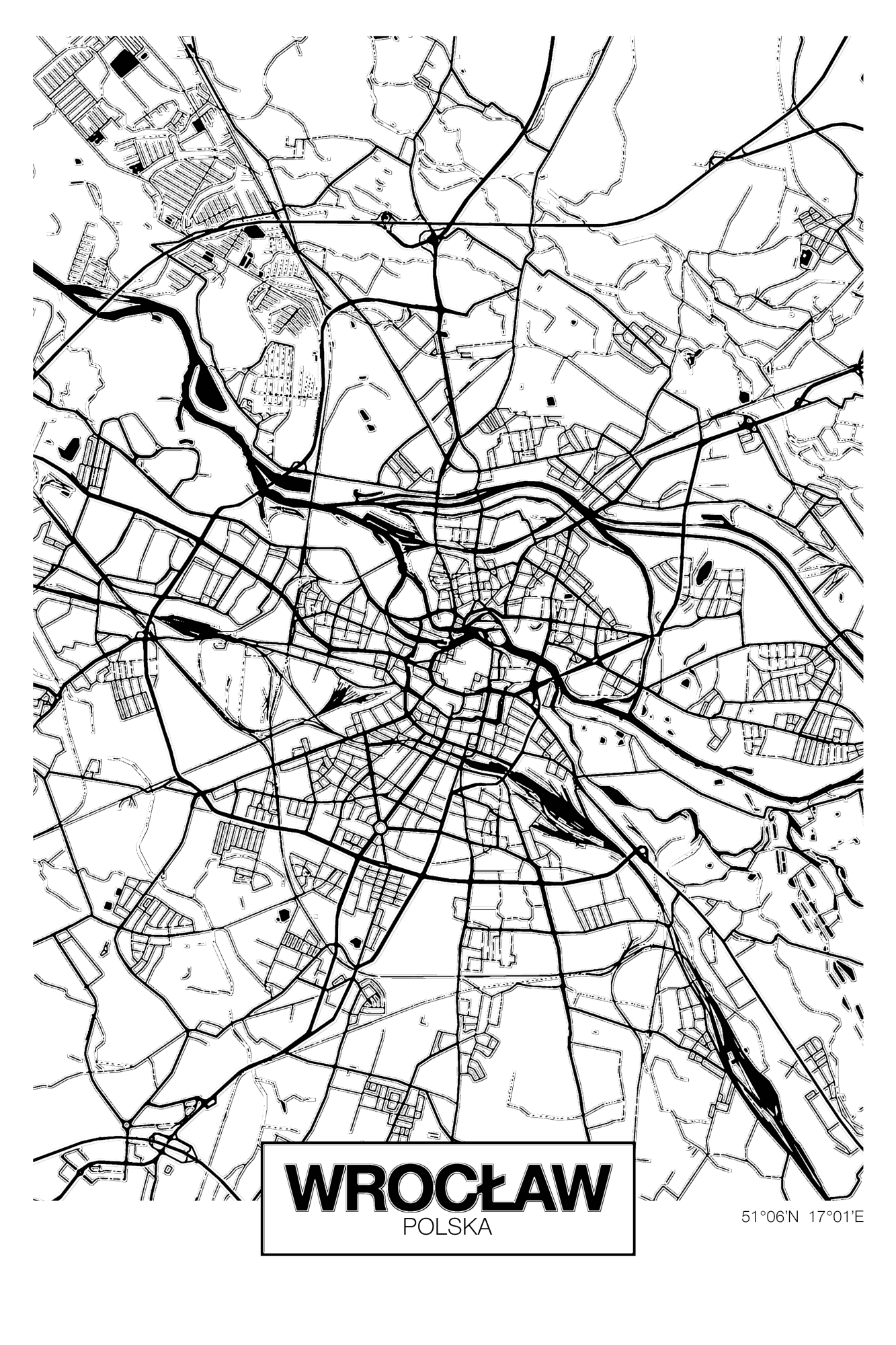 Obraz na płótnie Mapa miasta: Wrocław 20×30 cm, płótno standard