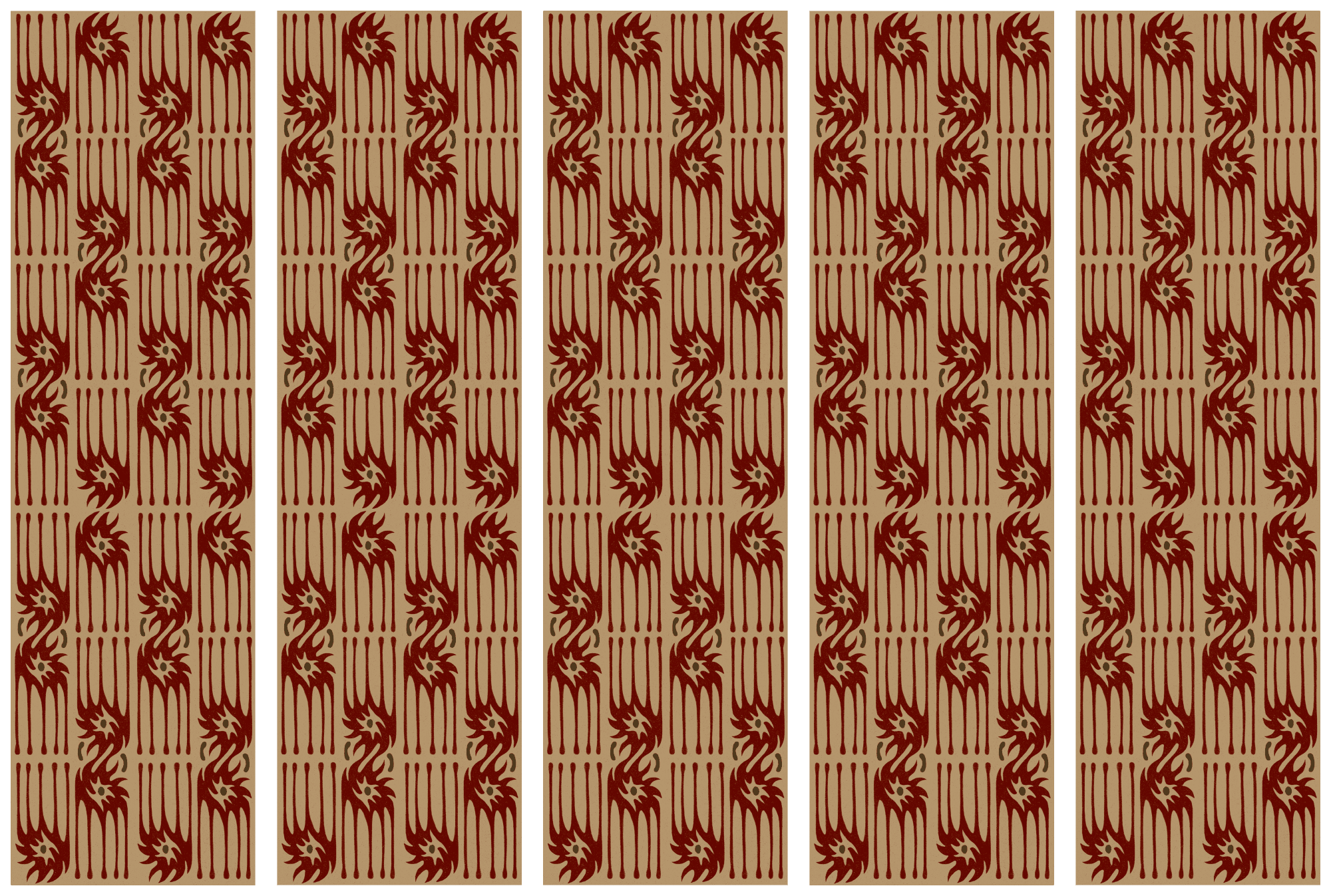 Japanese room divider Drapieżne rysy - czerwone abstrakcyjne kształty inspirowane tribalem 225×172 cm, Japanese