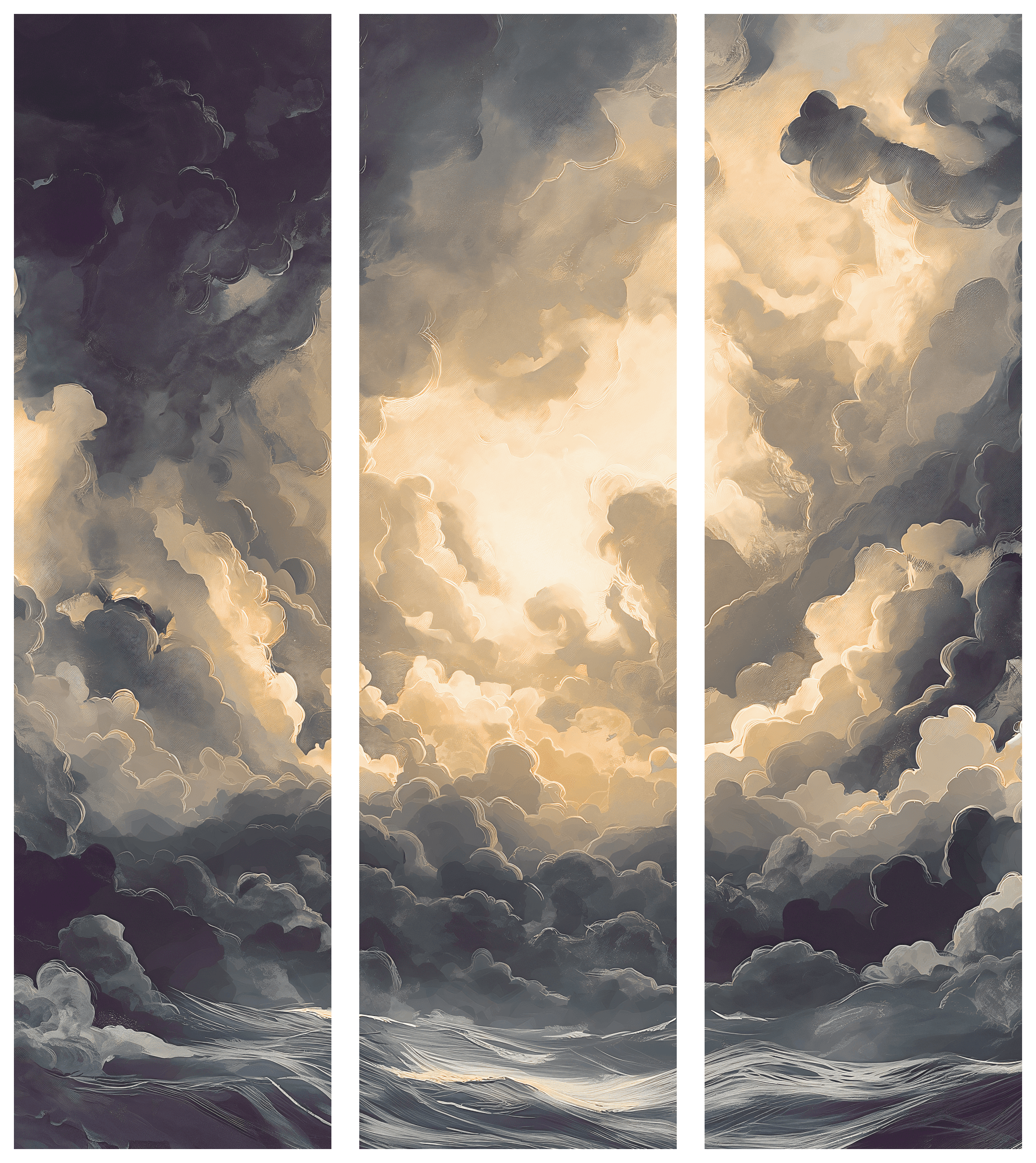 Japanese room divider Epicka gra światła: Słońce walczące o dominację nad chmurami 135×172 cm, Japanese