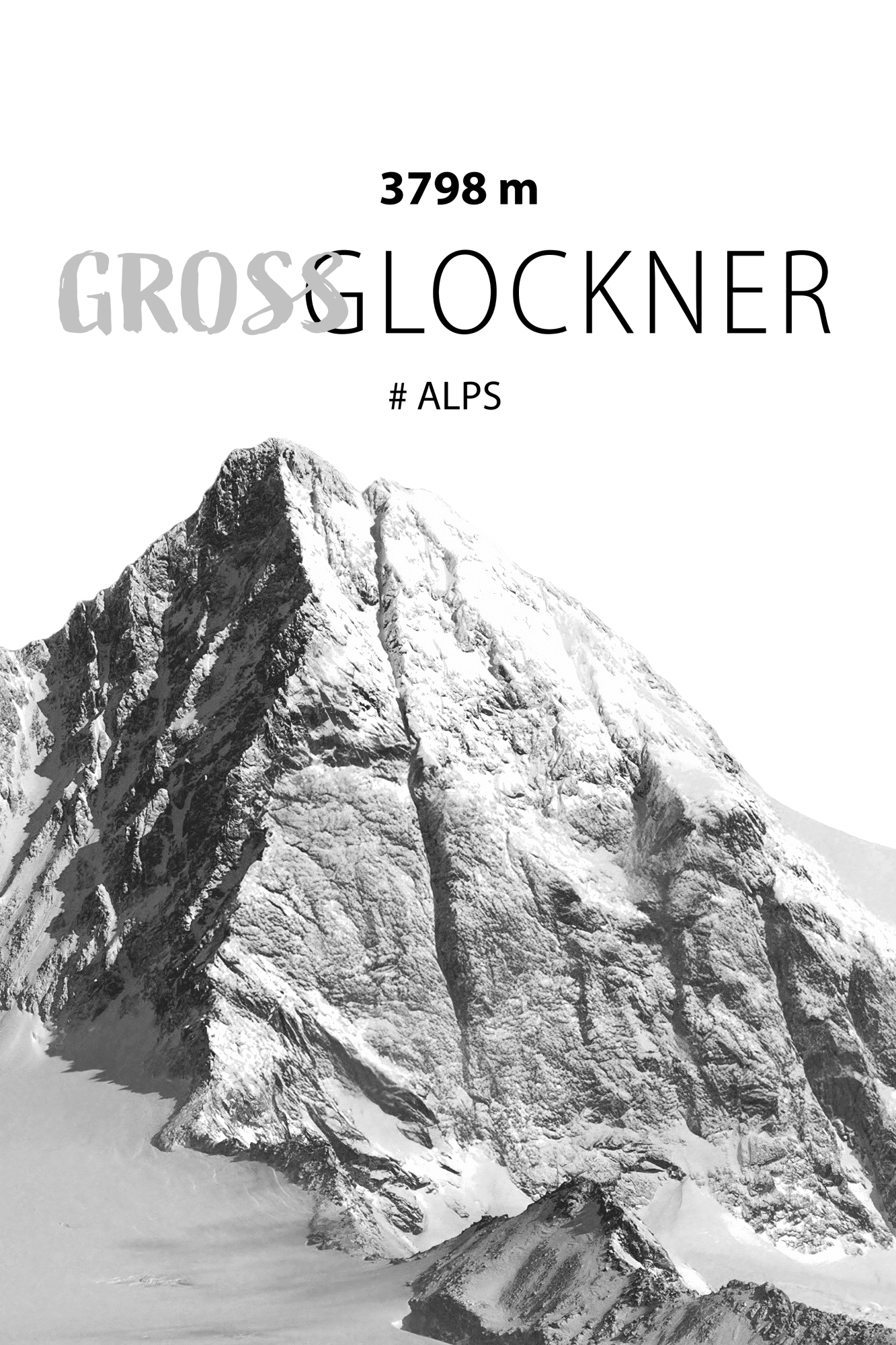 Plakat Majestatyczny szczyt górski Glosslockner korona gór pejzaż górski 21×30 cm