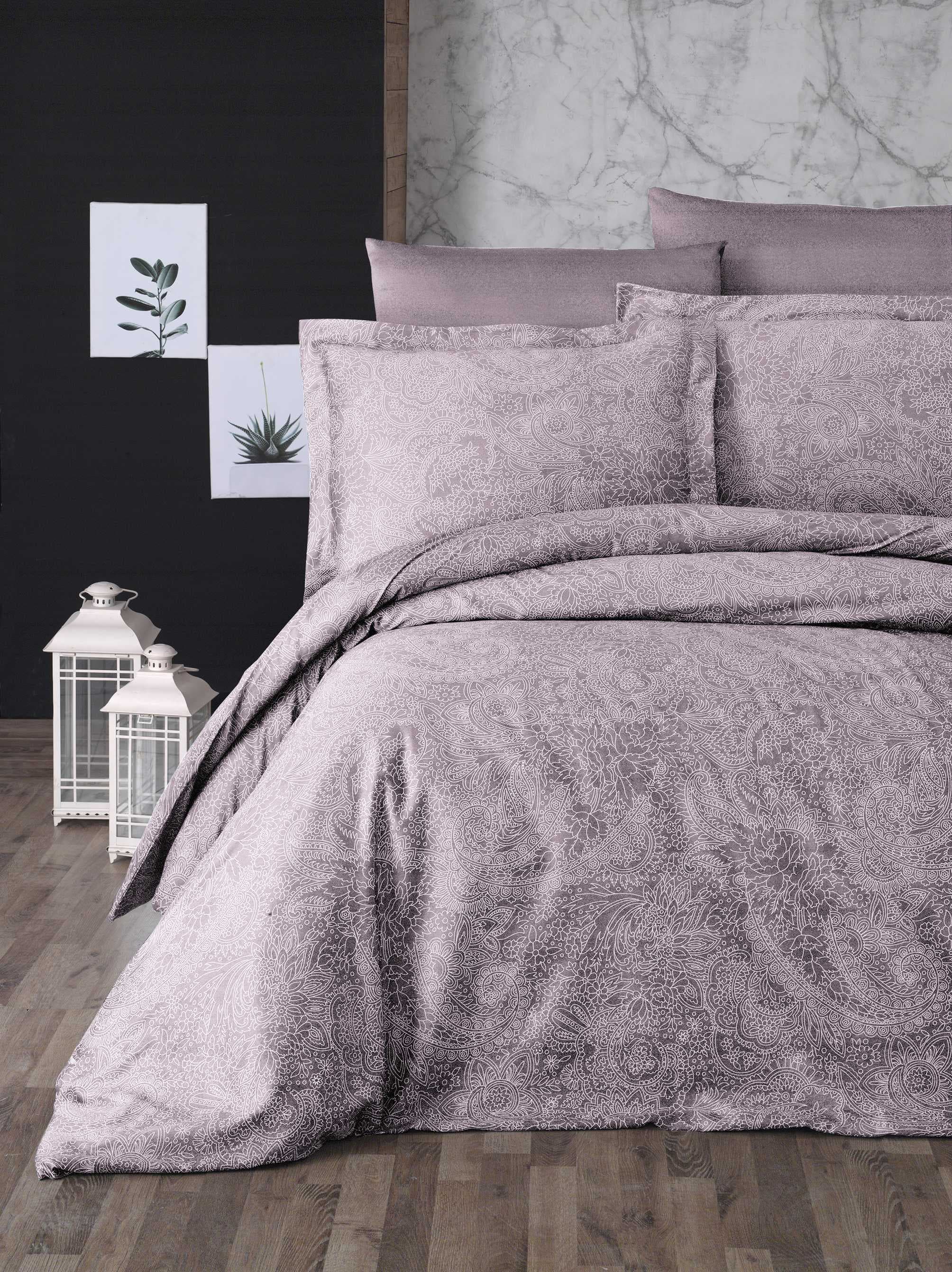 Komplet pościeli bawełnianej 200x220 NEVA LAVENDER satyna premium 6 części