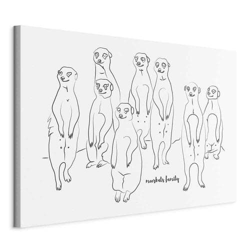 Canvas print Zwierzęcy patrol - surykatki z czarno-białym tłem 90×60 cm, standard canvas