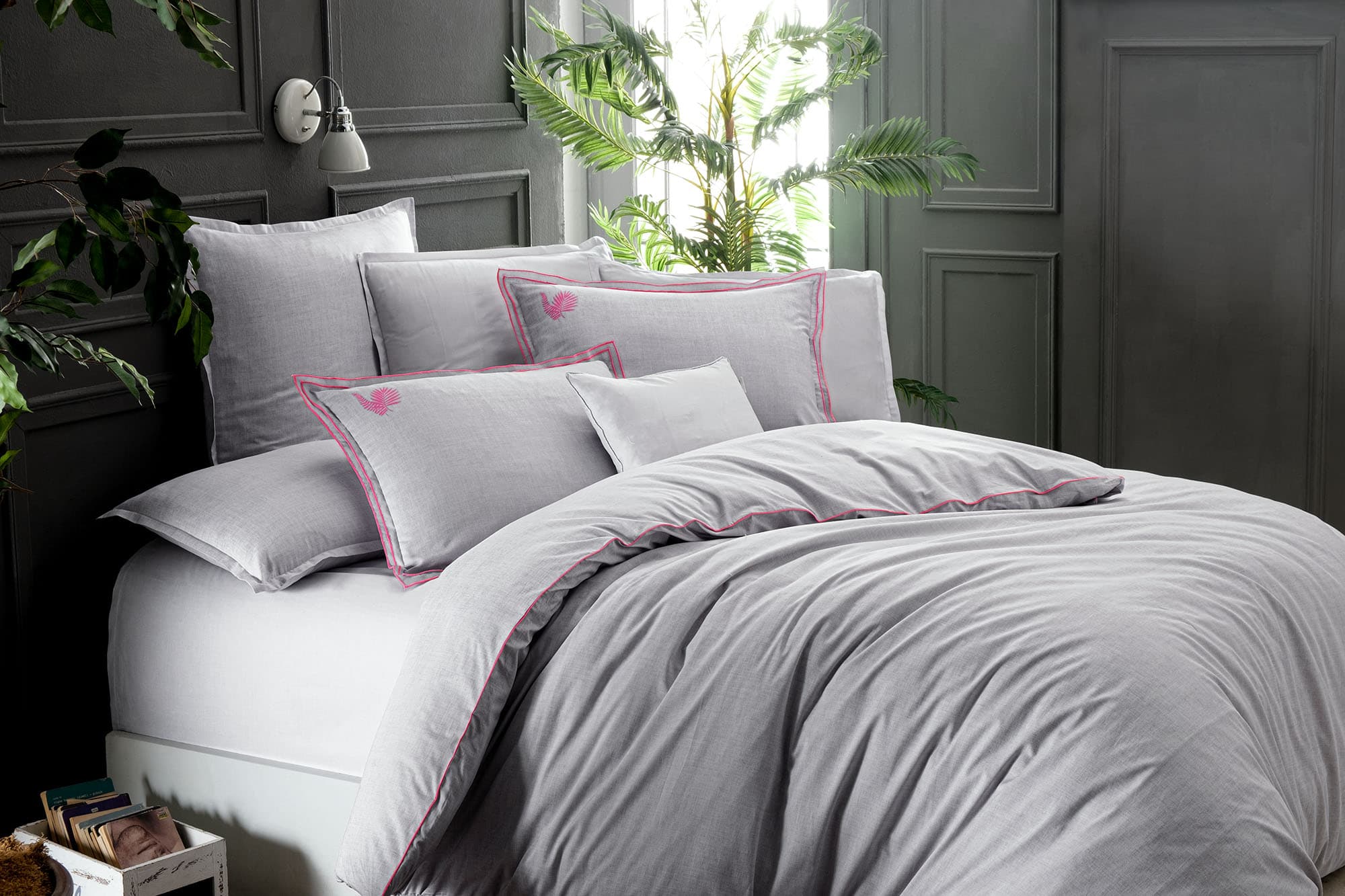 Cotton bedding 160x220 with sheet SUPRA GRAY