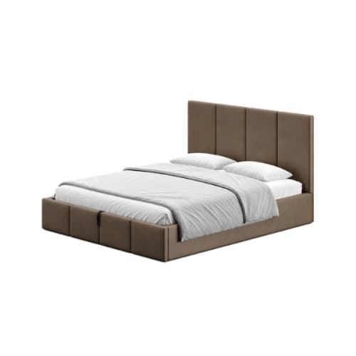 Łóżko tapicerowane Veluna Lift 160x200 welur brązowy – wezgłowie 88 cm